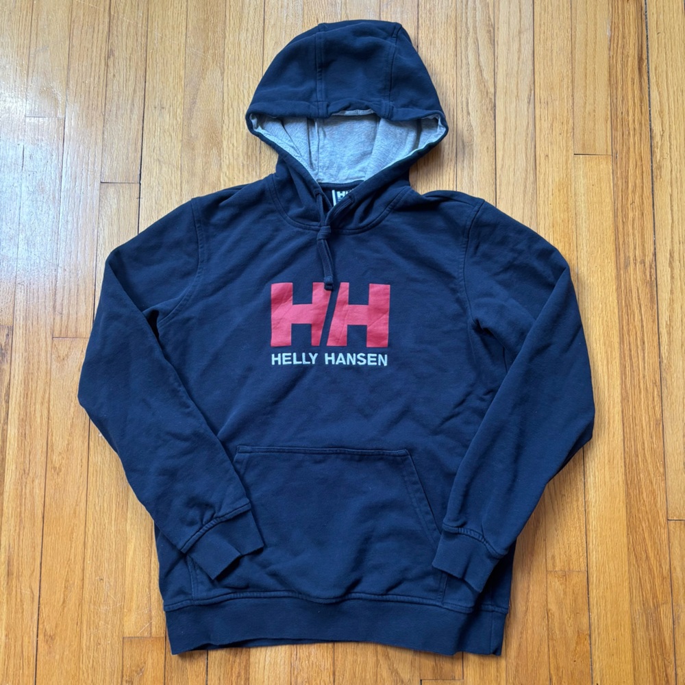 Helly Hansen Medium Navy Blue Hoodie with Red Logo